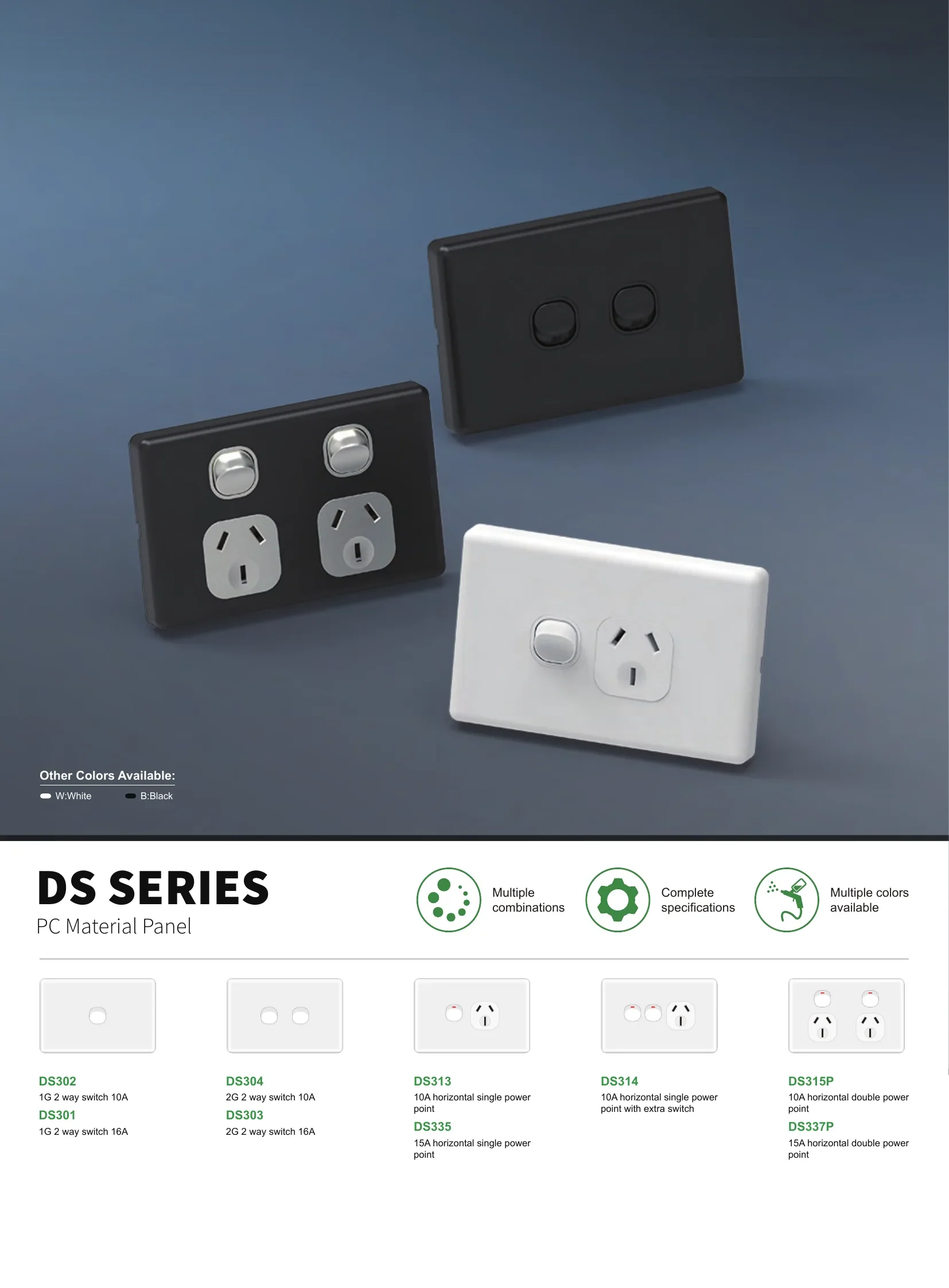 DS Series — PC Plate dimension drawings and product views