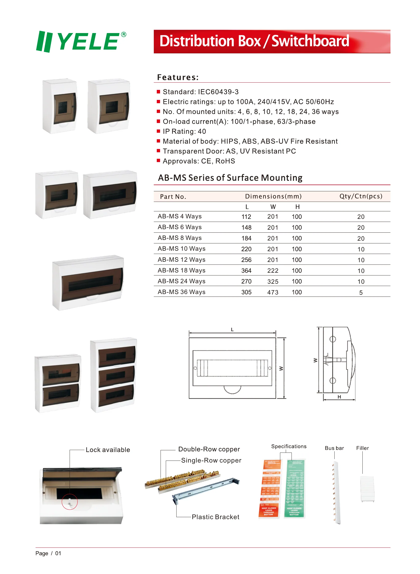 Distribution Board — Surface Mounting dimension drawings and product views