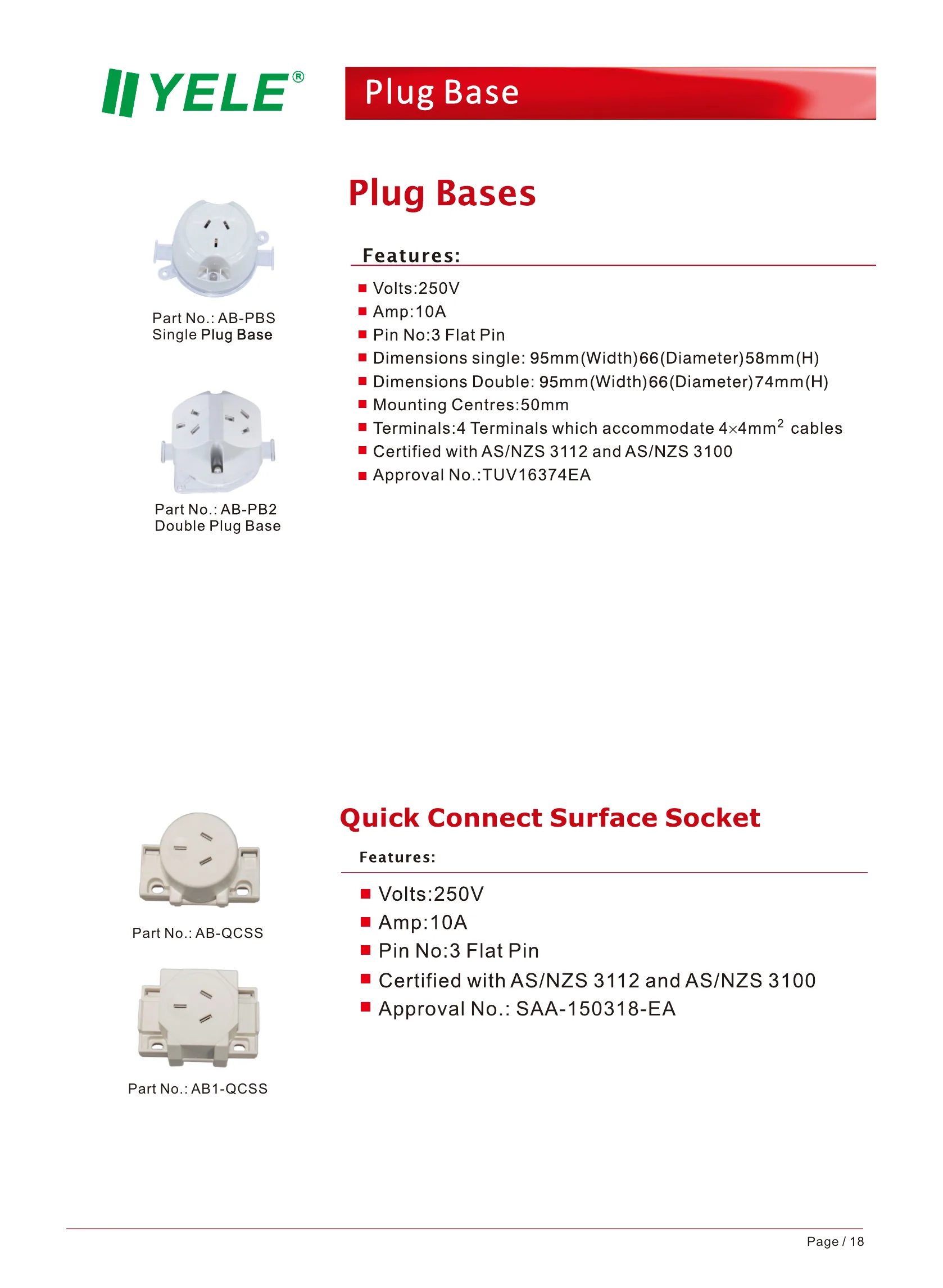 Plug Base dimension drawings and product views