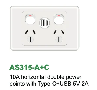 2000 Series Double Power Point with USB 10A