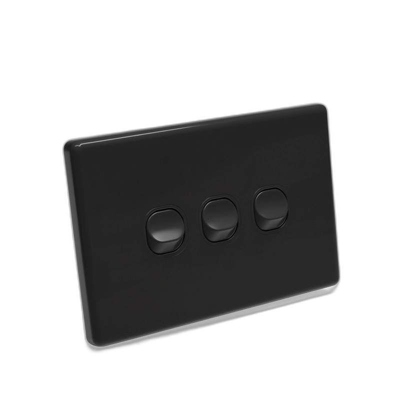 YELE Slim 3 Gang 2 Way Switch Black