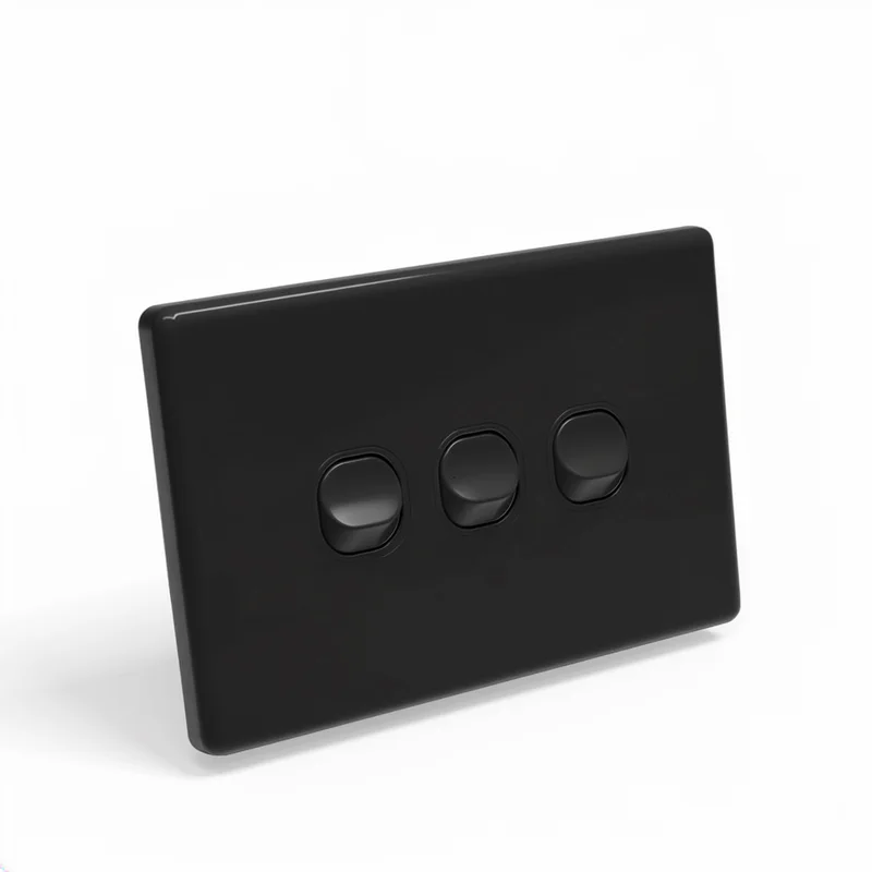 Slim 3 Gang 2 Way Switch Black