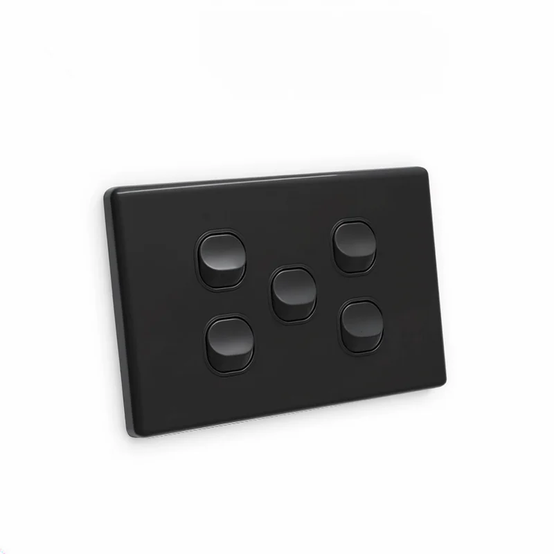 Slim 5 Gang 2 Way Switch Black