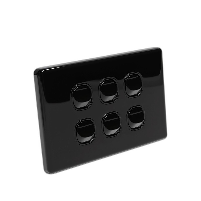 YELE Slim 6 Gang 2 Way Switch Black
