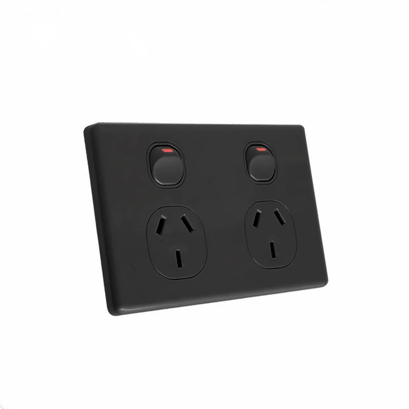 Slim Double Power Point 10A Black