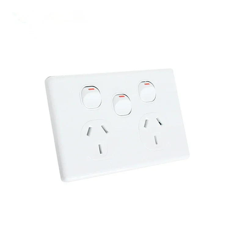 Slim Double Power Point with Extra Switch 10A