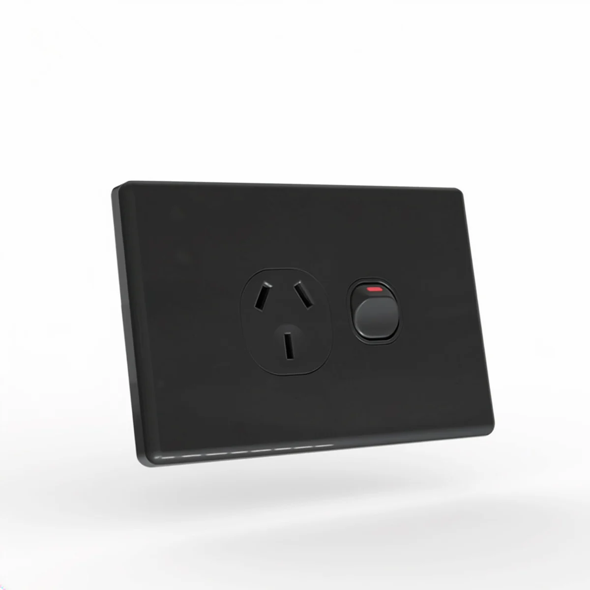 Slim Single Power Point 15A Black