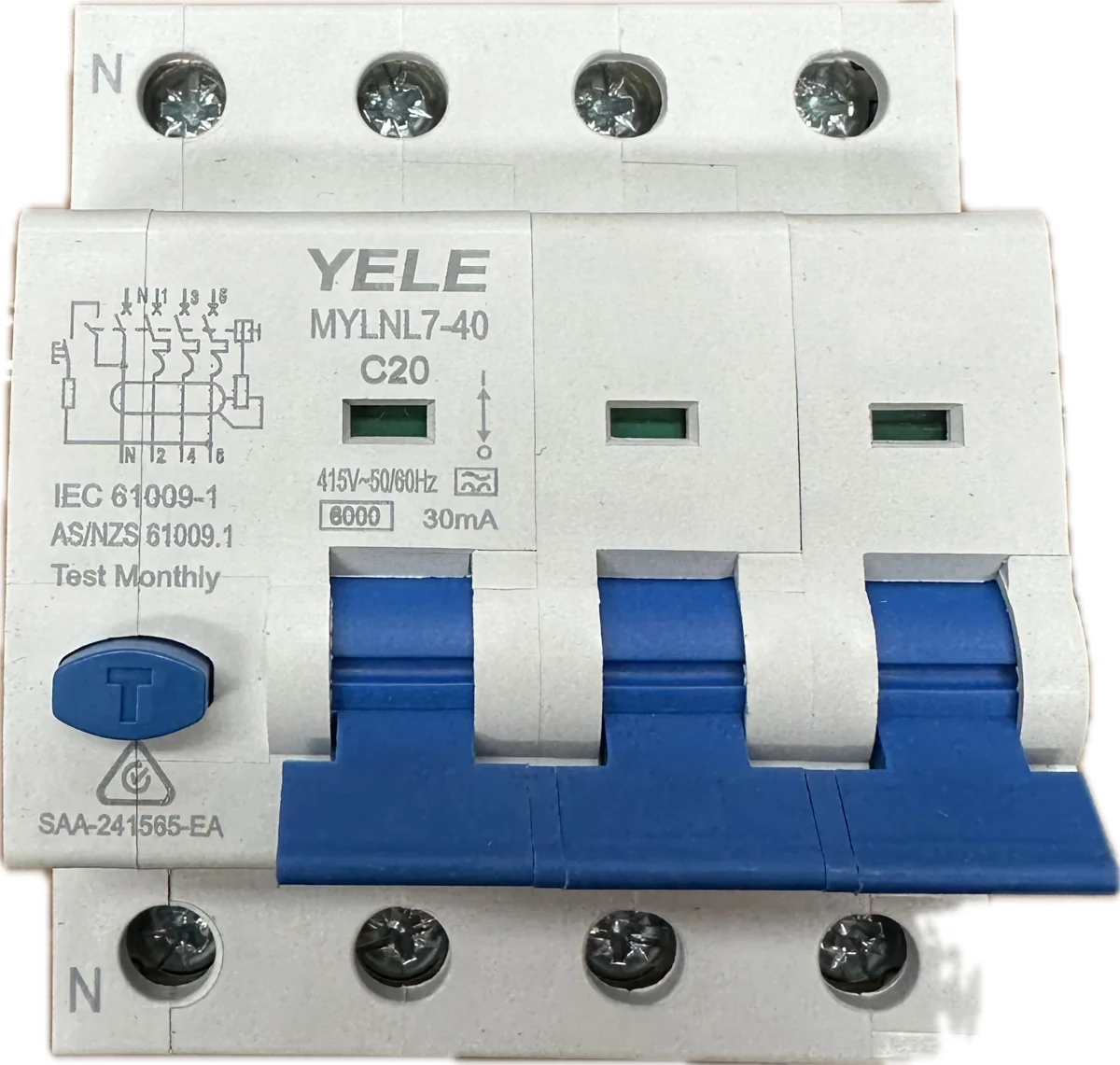 RCBO 3P+N 20A