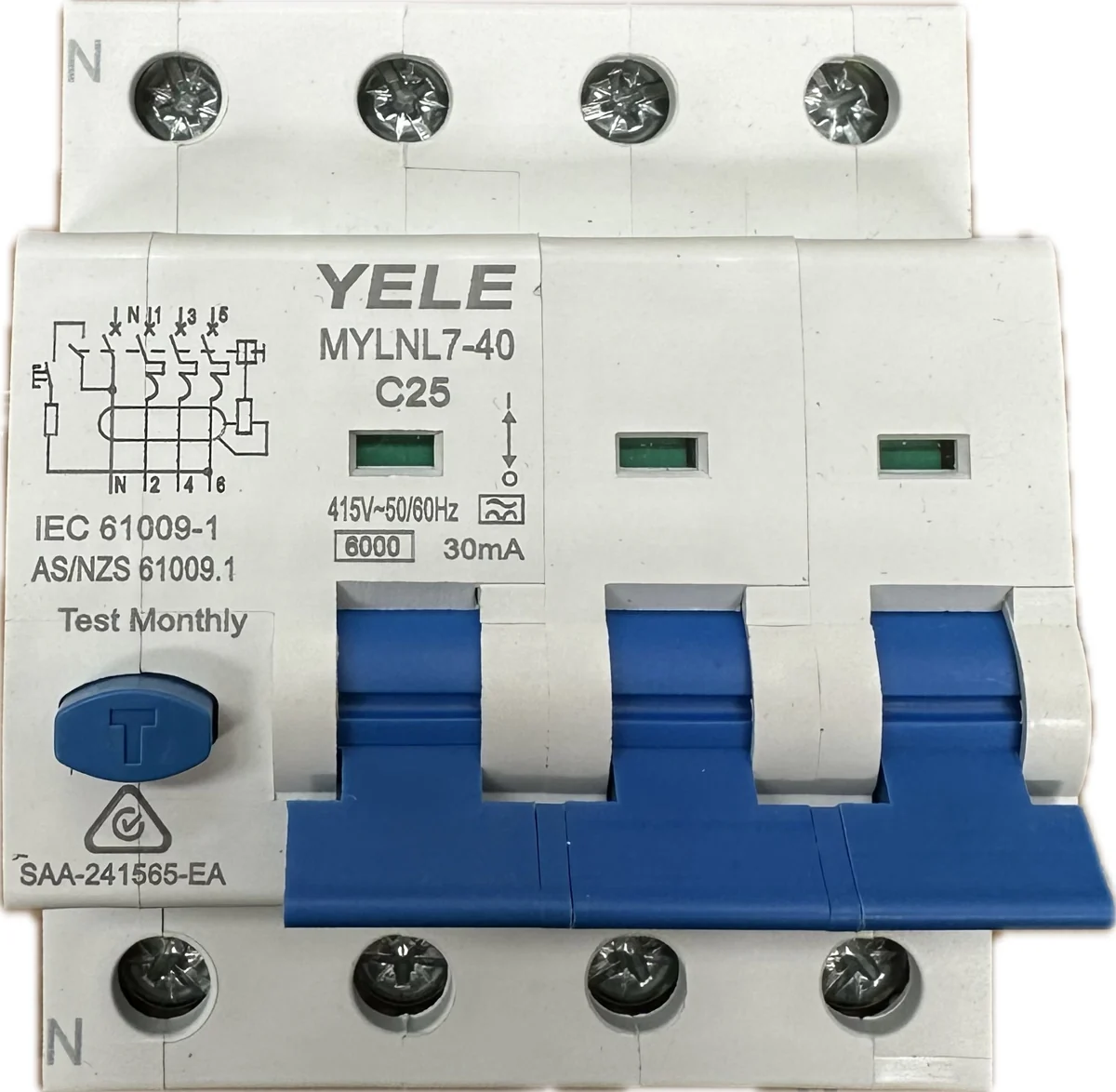 RCBO 3P+N 25A